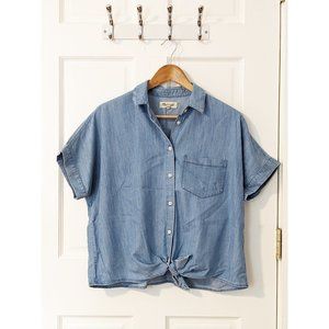 Madewell Denim Short-Sleeve Tie-Front Shirt Small